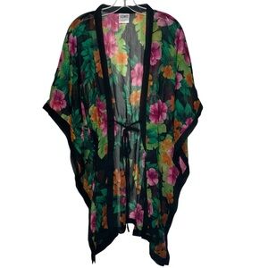 Swim by Chuck Handy Swimsuit Coverup Floral Sz 16 Tie Front
